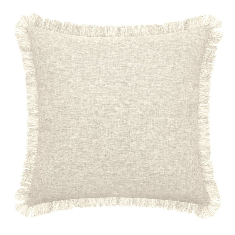 Mainstays Frayed Edge Decorative Throw Pillow, 18x18", Beige - Walmart.com | Walmart (US)