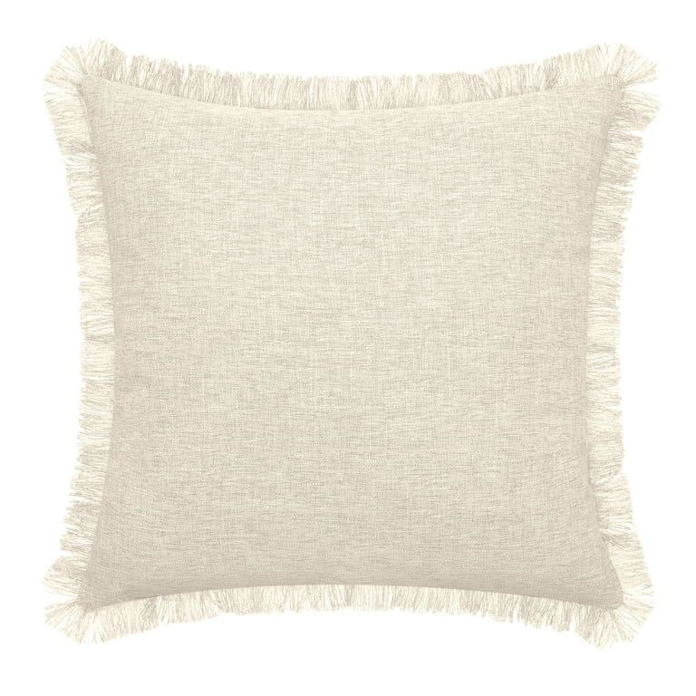 Mainstays Frayed Edge Decorative Throw Pillow, 18x18", Beige | Walmart (US)
