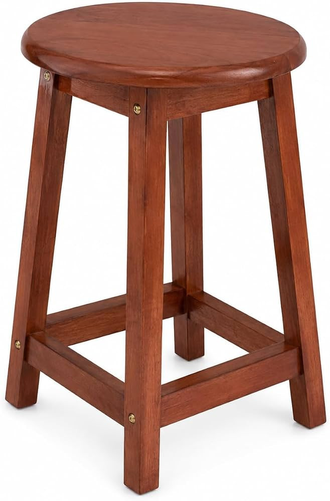 Round Rubberwood Stool Chair, 17.7" Height (45 cm) x 11.8" Seat Diameter (30 cm), Dining, Living ... | Amazon (US)