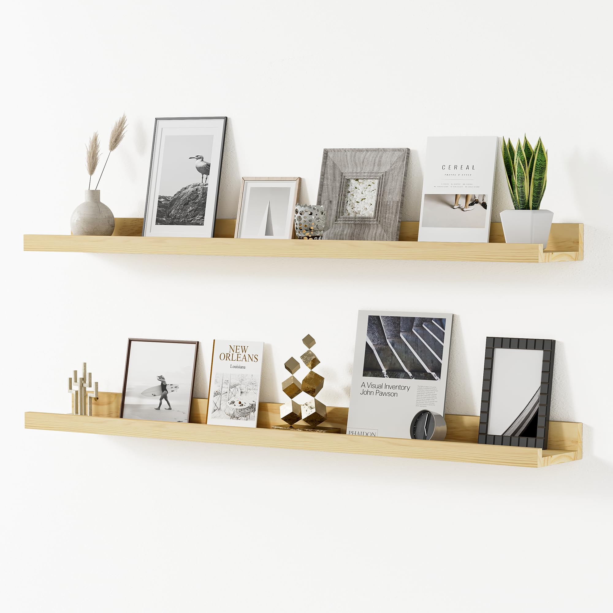 Floating Shelves for Wall, 36 inch Solid Wood Picture Ledge Shelf, Picture Shelf for Wall with Le... | Amazon (US)