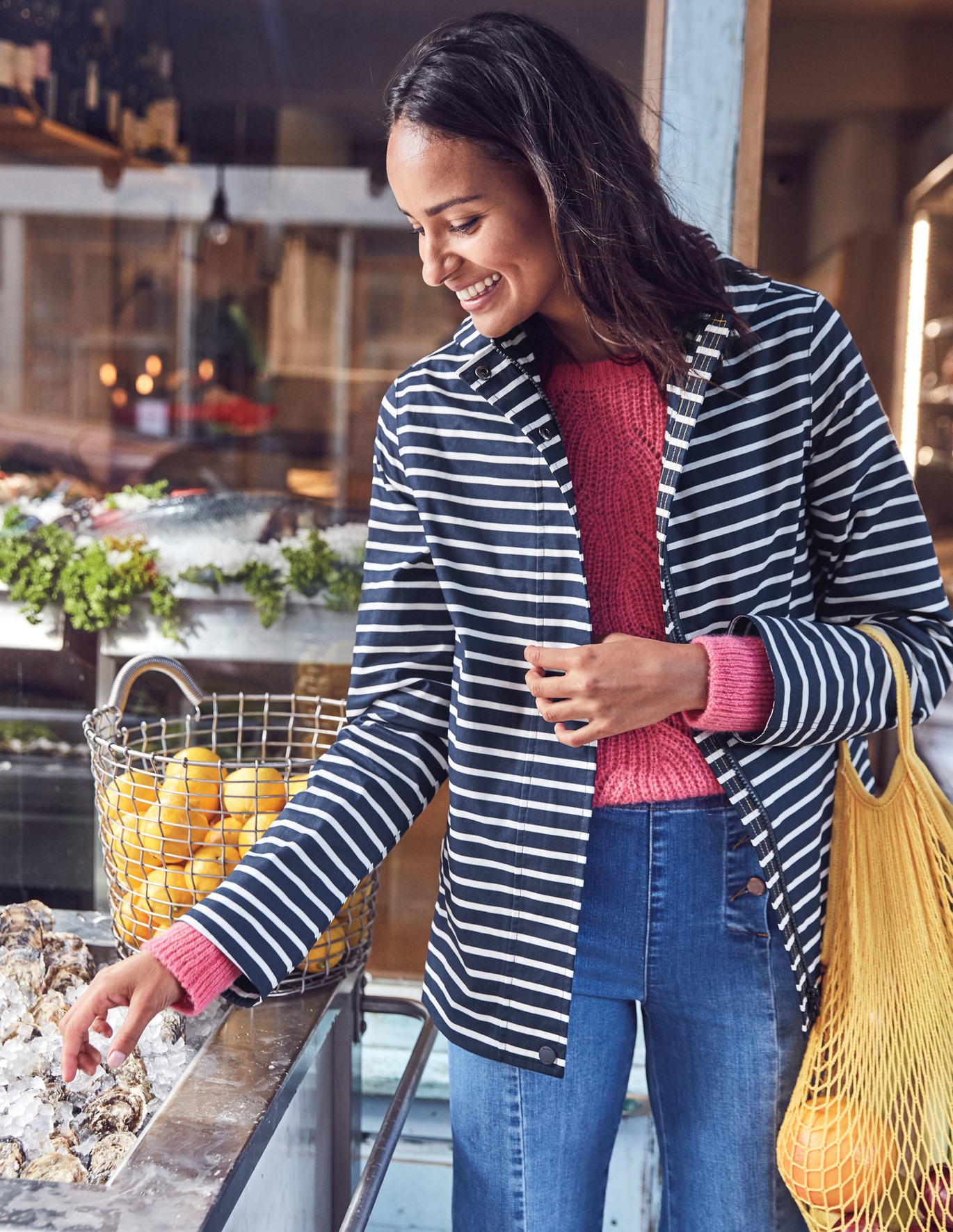 Riley Waterproof Jacket - Khaki & Navy, Brand Spot | Boden US | Boden (US)