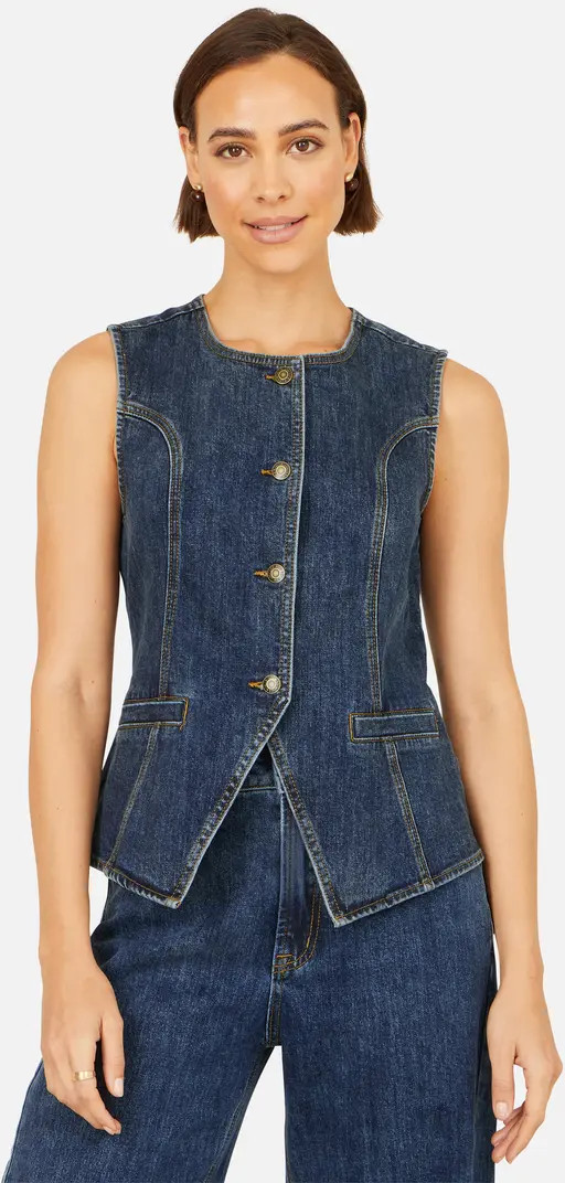 Stretch Long Denim Waistcoat | Nordstrom