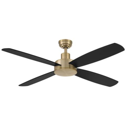 52" Aeris Brushed Brass LED Ceiling Fan with Black Blades | Lamps Plus