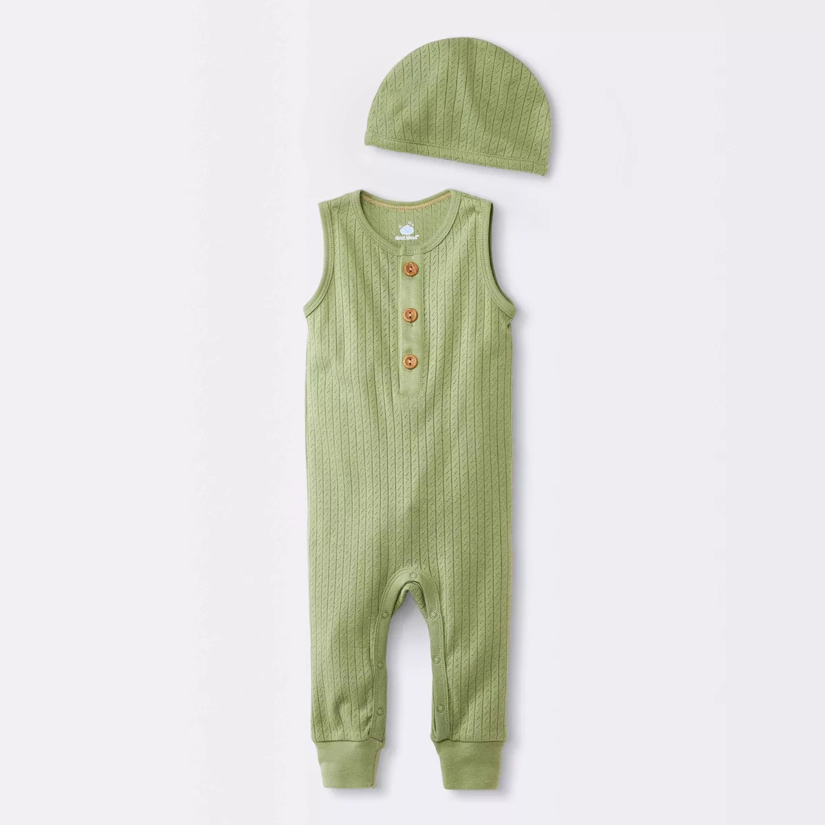 Baby Boys' Pointelle Romper with Hat - Cloud Island™ Green | Target