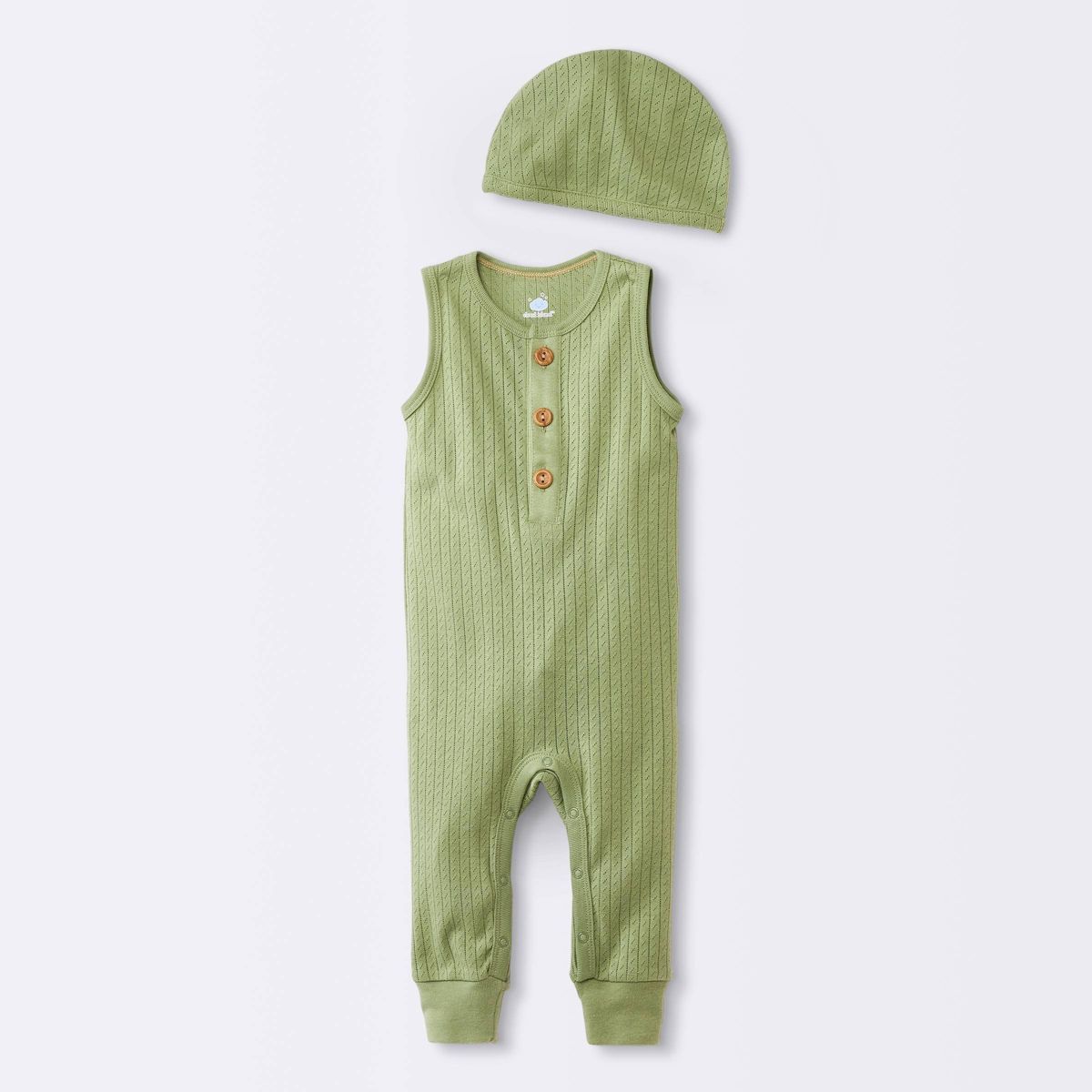Baby Boys' Pointelle Romper with Hat - Cloud Island™ Green | Target
