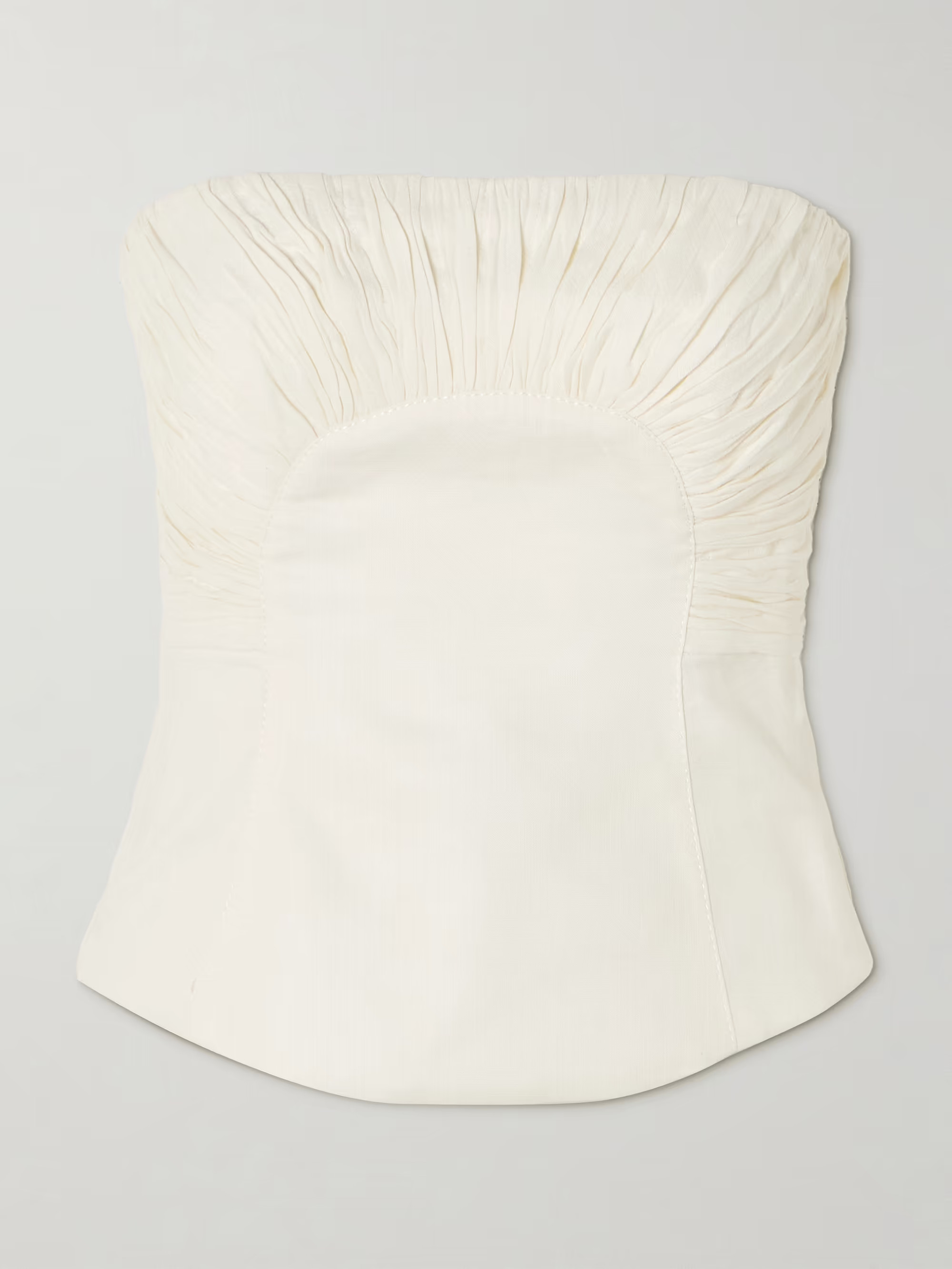 Oriel strapless ruched linen-blend bustier top | NET-A-PORTER (UK & EU)