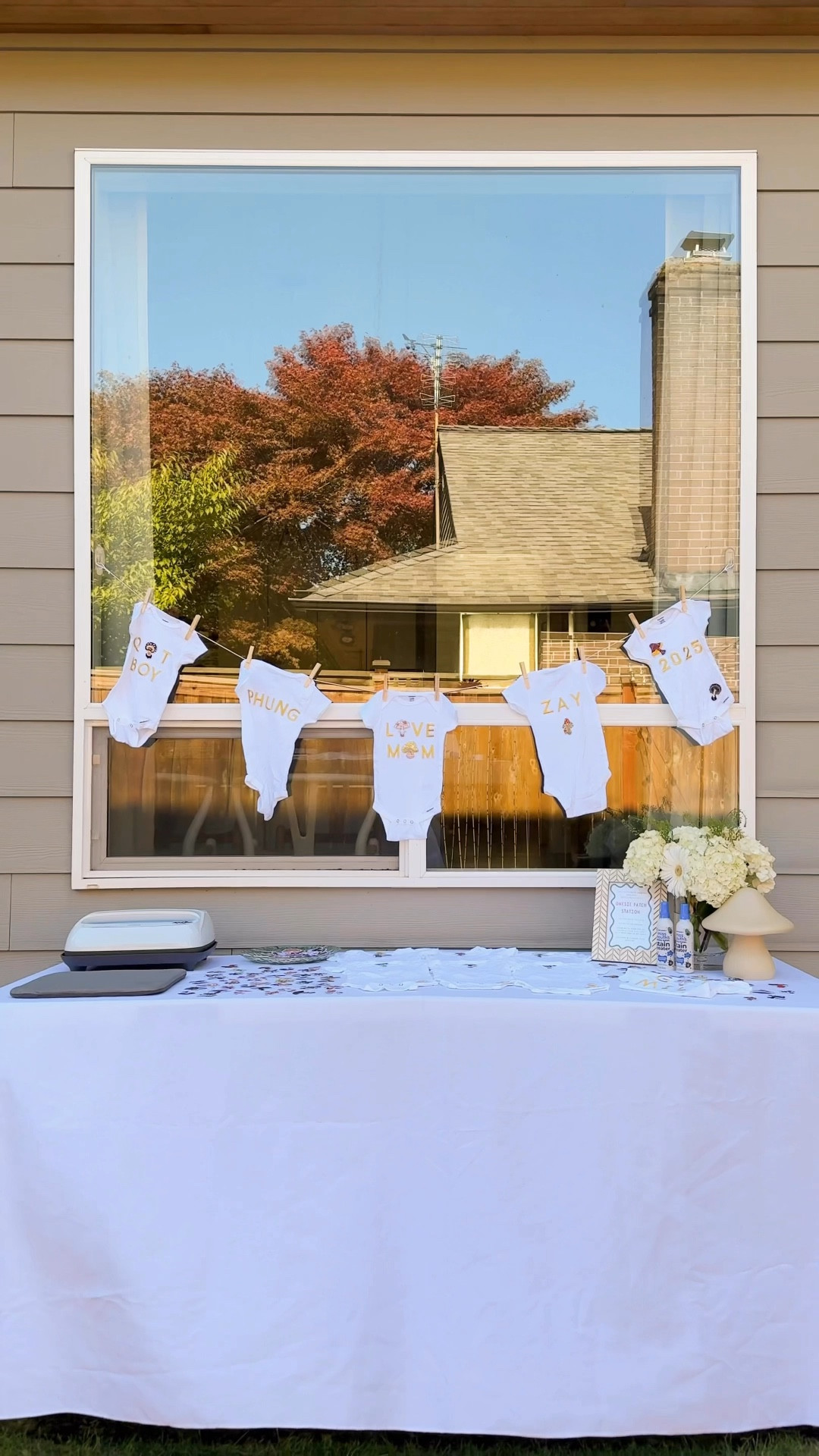 Mushroom onesie patch station for our little Phung-guy! 🍄 It Finally put my heat press (or use a regular iron) to use and it was such a hit at the baby shower. Guests picked their patches, pressed for 30 seconds on each side, and done! Easy, mess-free, and super adorable. Now baby will have a stack of custom onesies made with love by their aunties.

Cricut easy press machine, number patches, onesies, mushroom iron on patches, table cloth, mushroom table lamp

#LTKParties #LTKHome #LTKSeasonal