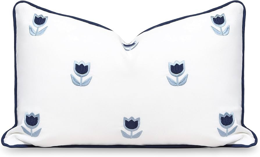 Hofdeco Premium Coastal Patio Indoor Outdoor Lumbar Pillow Cover Only, 12"x20" Water Repellent fo... | Amazon (US)