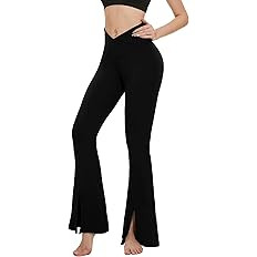 Women' Bootcut Yoga Pants - Flare Leggings for Women Split Front Crossover Lounge Bell Bottom Jaz... | Amazon (US)