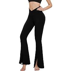Women' Bootcut Yoga Pants - Flare Leggings for Women Split Front Crossover Lounge Bell Bottom Jaz... | Amazon (US)