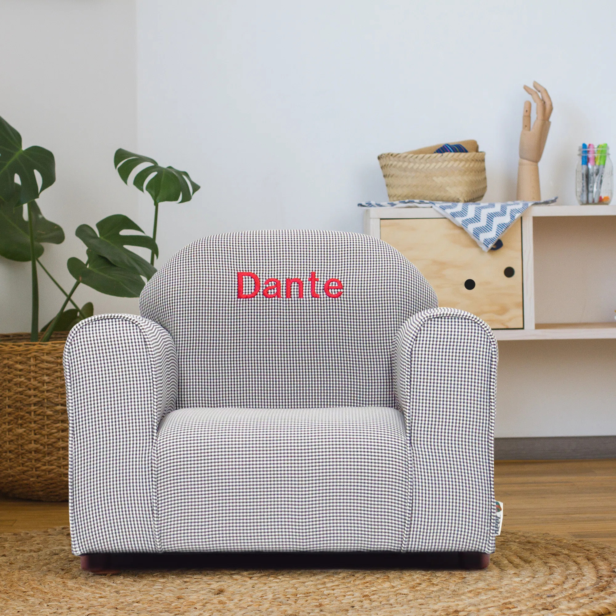 Keet Personalized Kids Club Chair, Gingham | Wayfair North America