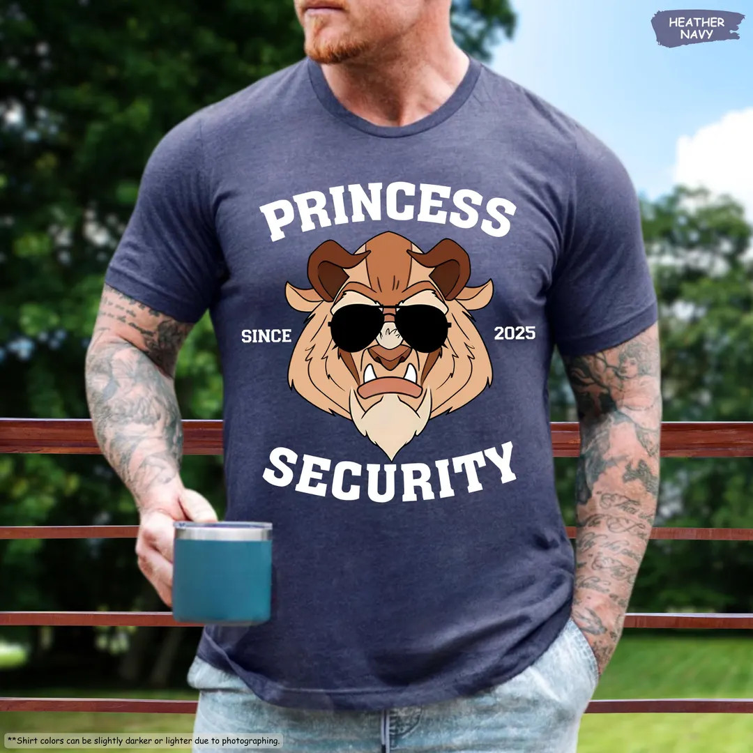 Custom Disney Princess Security Shirt, Beauty and the Beast Shirt, Fathers Day Gifts, Disney Dad,... | Etsy (US)