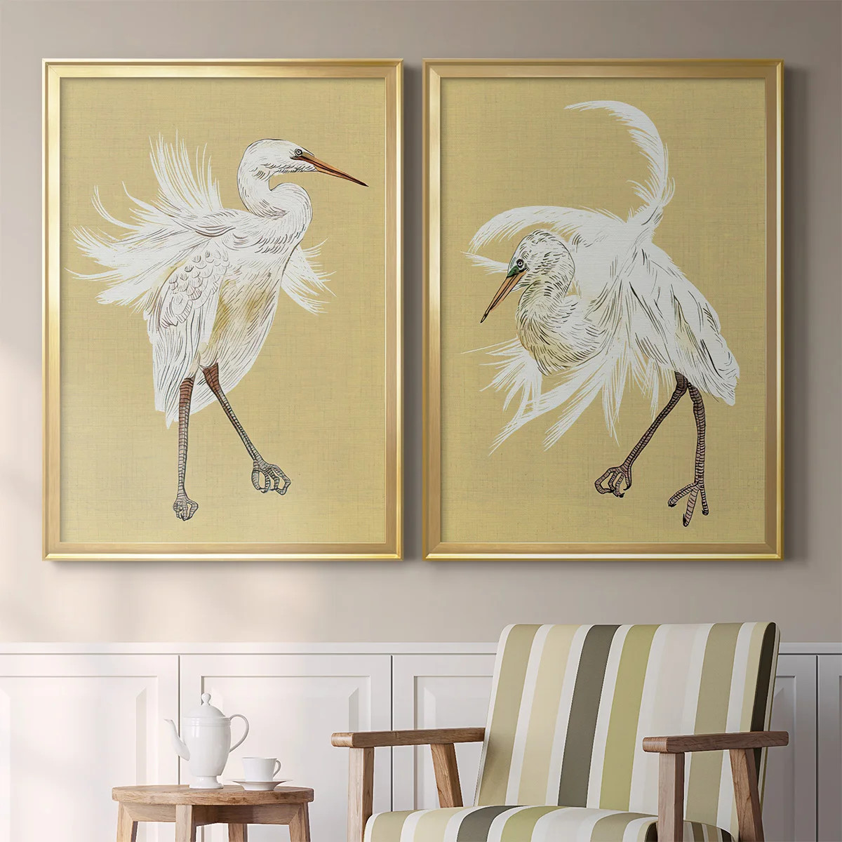 " Heron Plumage V " 2 - Pieces Painting Print (Set of 2) | Wayfair North America