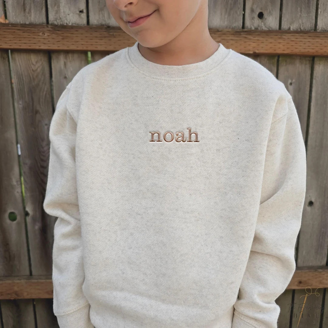 Custom Name Embroidered Crewneck Toddler Sweatshirt Embroidered Name, Youth Sweatshirt, Personali... | Etsy (US)