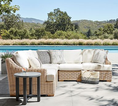 Huntington Wicker 5-Piece Slope Arm Outdoor Sectional (100") | Pottery Barn (US)