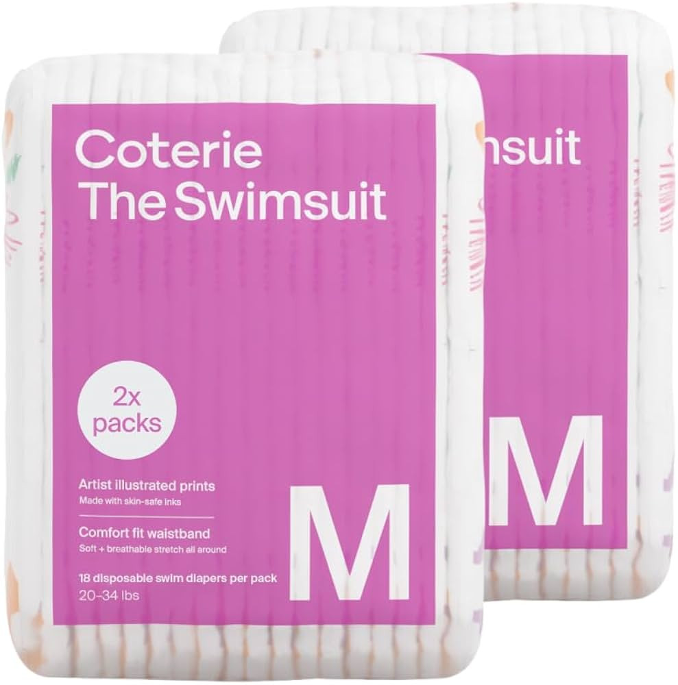Coterie Baby Swim Diapers, Size Medium (20-34 lbs), 2-Pack (36 Total Diapers) | Disposable Water ... | Amazon (US)