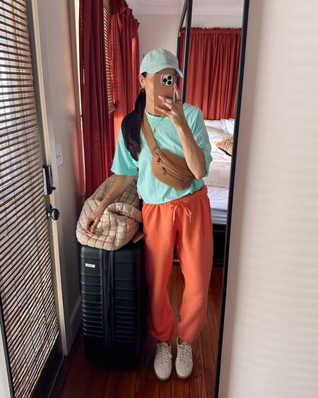 Travel outfit ✈️ 
Tee: true to size (S) oversized 
Fleece joggers: true to size but I sized up to a M for my growing bump 🤰🏻 so comfy and soft 
Sneakers: size down half 

Miranda Frye code STYLED
Electric Picks code TAYLOR20 

Luggage 29” 
Carryall is a great size for your under seat carryon, fits a lot of stuff 

#LTKtravel #LTKfitness #LTKActive