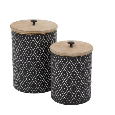 Grayson Lane 2-Pack Black Iron Farmhouse Decorative Jar | Lowe's