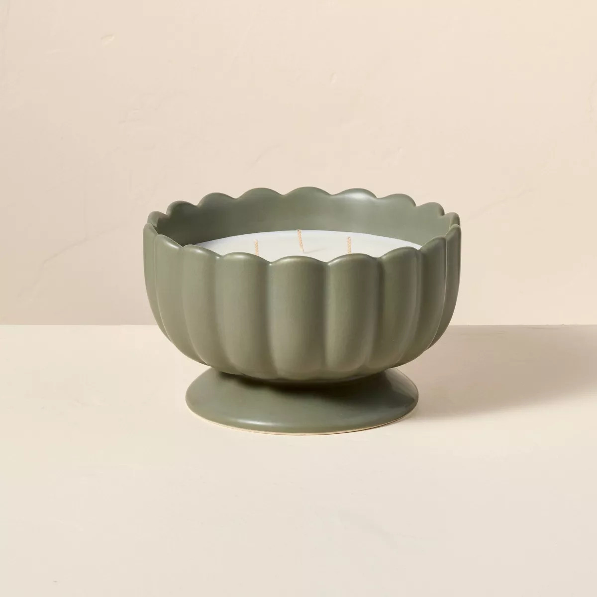 5 Wick Footed Ceramic Scalloped Rim Jar Candle 34oz - Hearth & Hand™ with Magnolia | Target