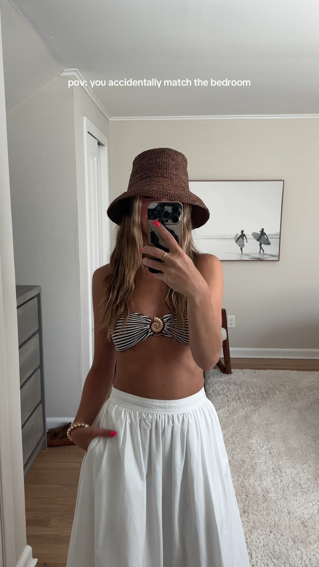 Beach day essentials 🌊☀️ Stripes + sunshine + the perfect white midi = my summer uniform. #BeachDayStyle #BikiniAndSkirt #SummerLayers #CoastalCool #LTKSwim #LTKStyle #BeachOutfit #EffortlessSummer #VacationVibes 
#amazonbikini #amazonfinds #whitemidiskirt 

#LTKFindsUnder50 #LTKSwim #LTKTravel