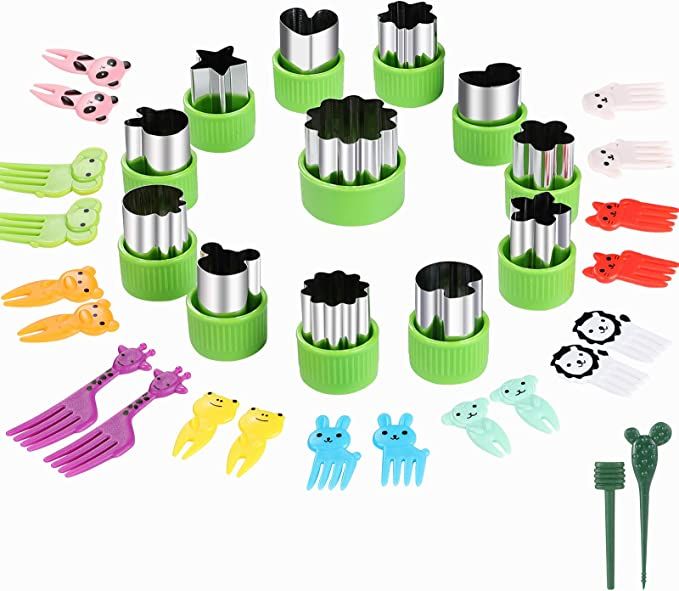 Vegetable Cutters Shapes Set, 12pcs Stainless Steel Mini Cookie Cutters, Vegetable Cutter and Fru... | Amazon (US)