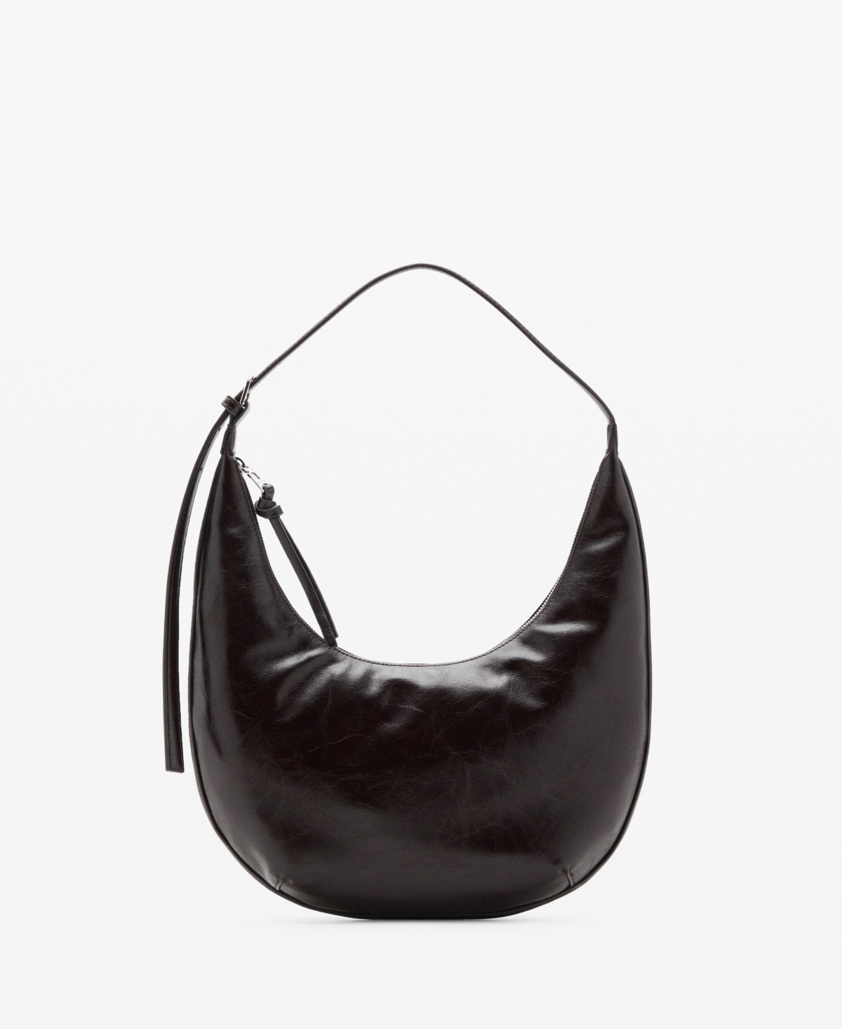 Mango Women's Pebbled Effect Medium Oval Bag - Chocolate | Macy's