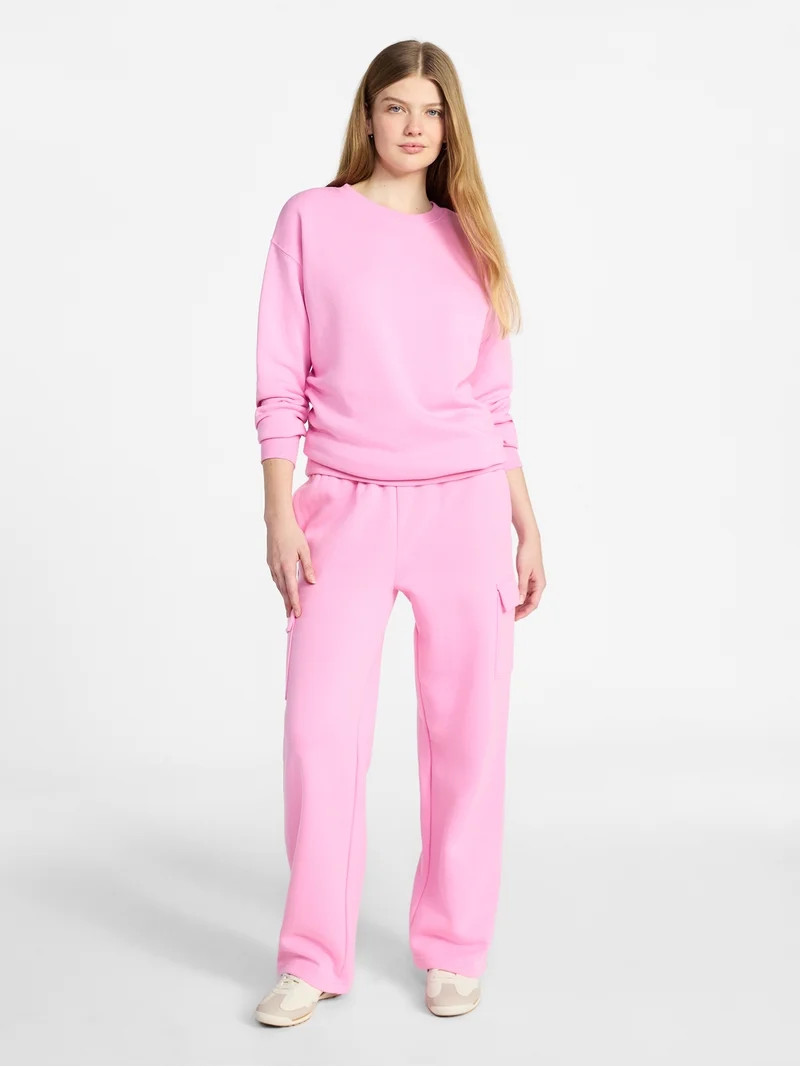 No Boundaries Fleece Oversized Sweatshirt with Long Sleeves, Women’s Sizes XXS-4X | Walmart (US)