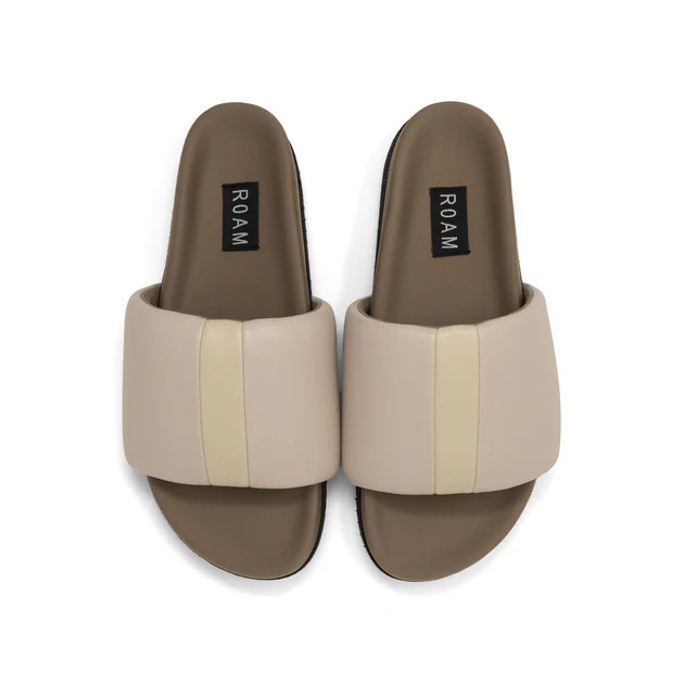 ROAM STRIPE SLIDER CEMENT & CREAM VEGAN LEATHER | ROAM