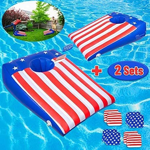 ROYPOUTA Pool Games, Pool Cornhole Game Floating Inflatable with 8 Bean Bags, Corn Hole Outdoor G... | Amazon (US)