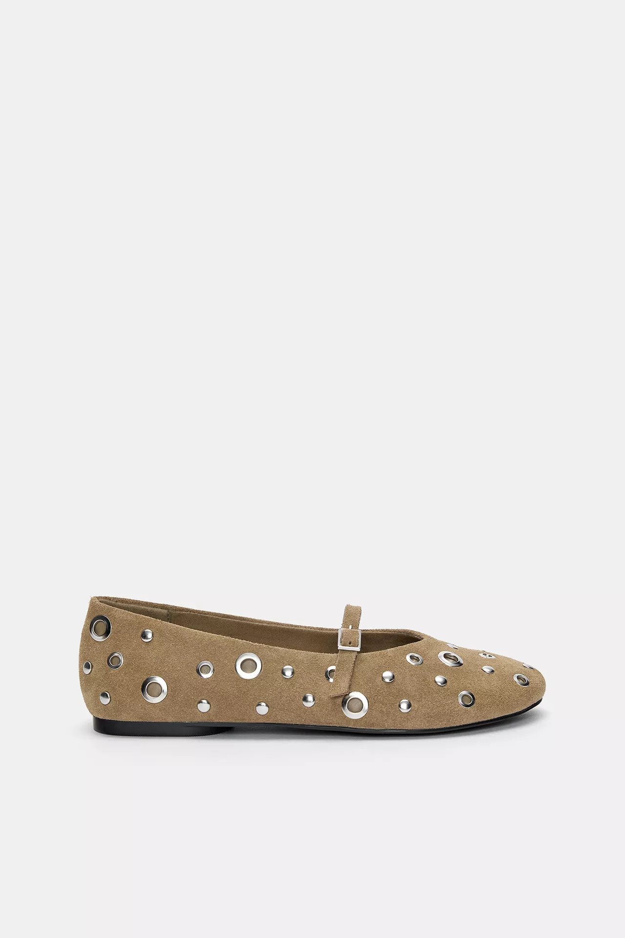 Studded leather ballerinas | PULL and BEAR UK