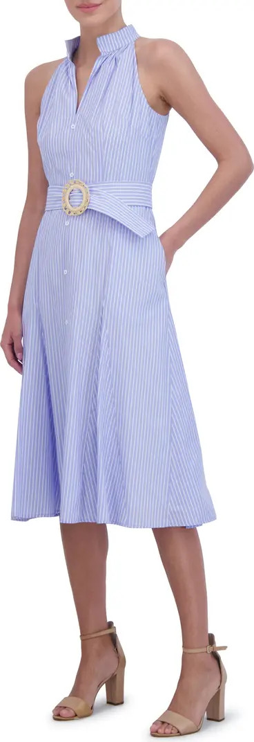 Eliza J Stripe Sleeveless Cotton Shirtdress | Nordstrom | Nordstrom