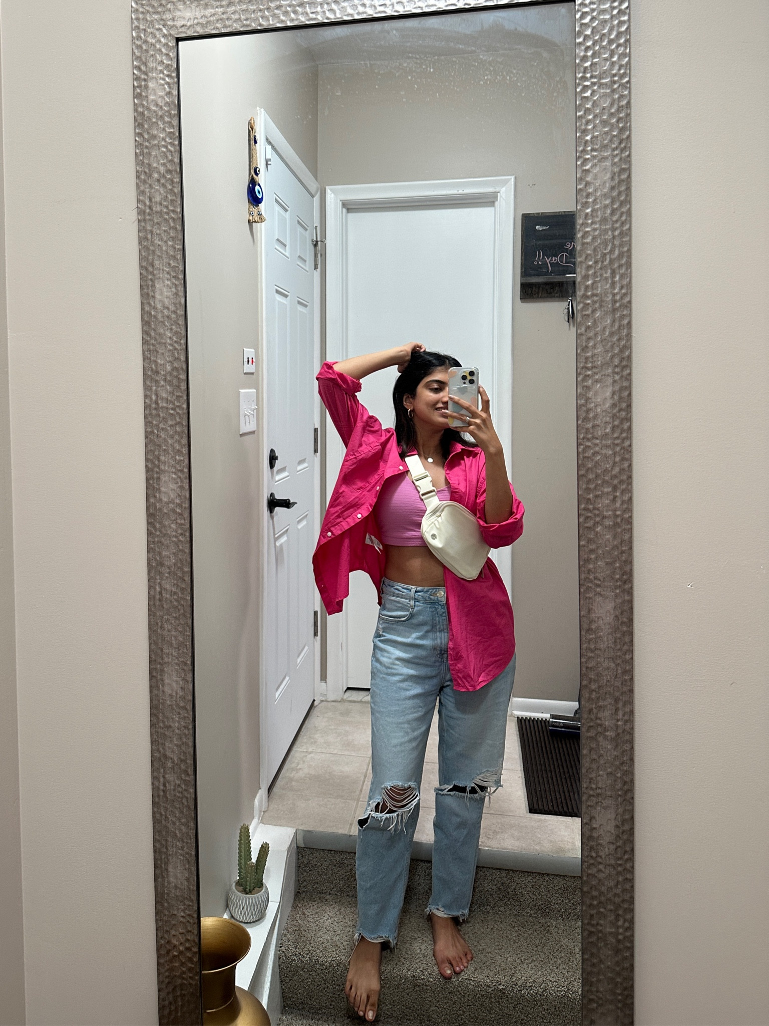 Summer-Fall transition outfit 💕

Pink Oversized Shirt
Denim - @ZARA

#LTKSeasonal #LTKfindsunder50 #LTKstyletip