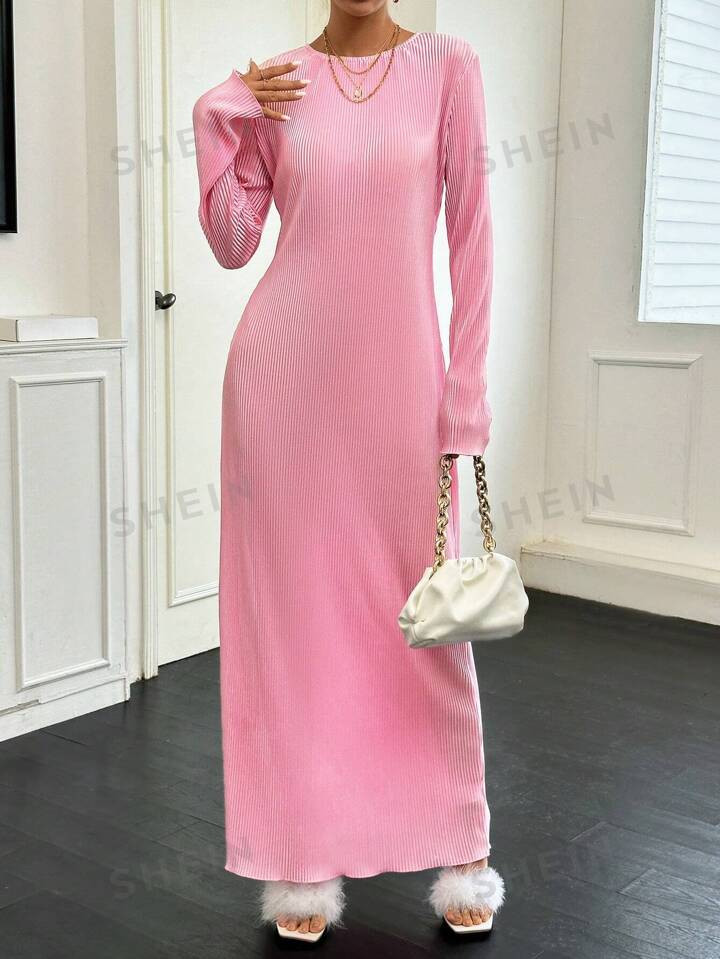 • Trending - Pink Power • Casual • Plain • Rib-Knit | SHEIN