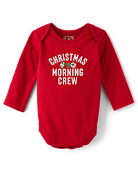 Baby Christmas Matching Family  Morning Crew Graphic Bodysuit - red | The Children's Place