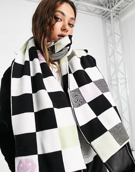 Topshop Checkerboard Scarf in mono  | ASOS | ASOS (Global)