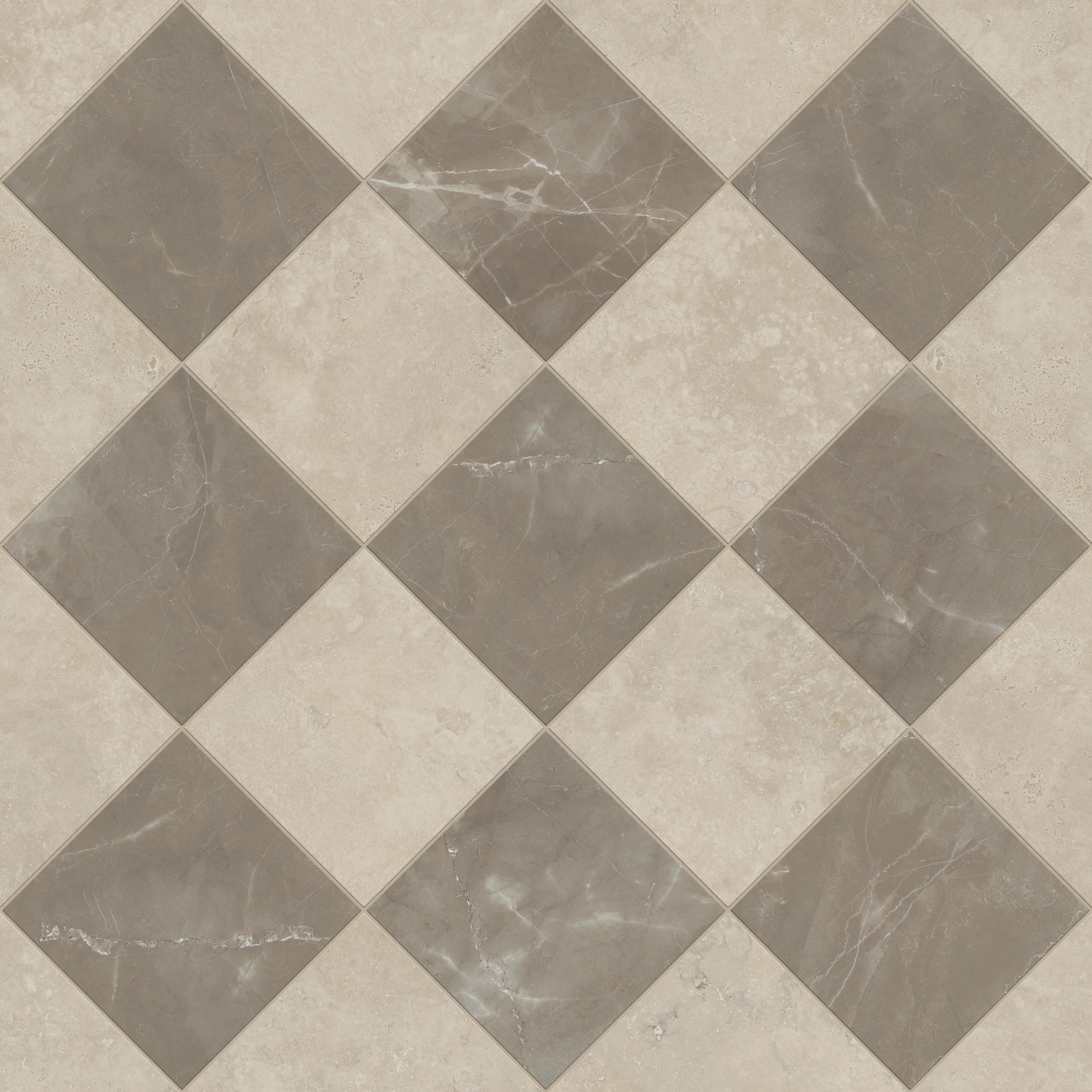 Leona 12x12 Checkerboard Matte Porcelain Tile in Marfil and Amani Bronze | Edward Martin