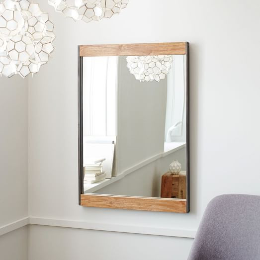 Industrial Metal + Wood Wall Mirror | West Elm (US)