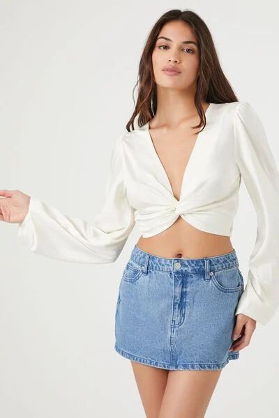Twisted Satin Tie-Back Crop Top | Forever 21 (US)