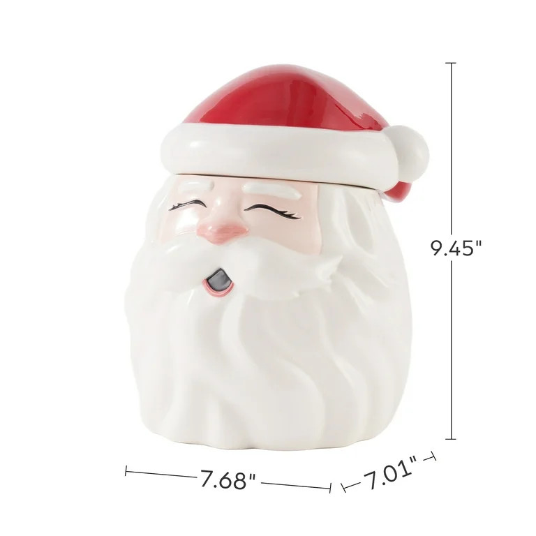 Holiday Time Ceramics Santa Cookie Jar, Food Storage | Walmart (US)