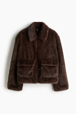 H & M - Fluffy Jacket - Brown | H&M (US + CA)