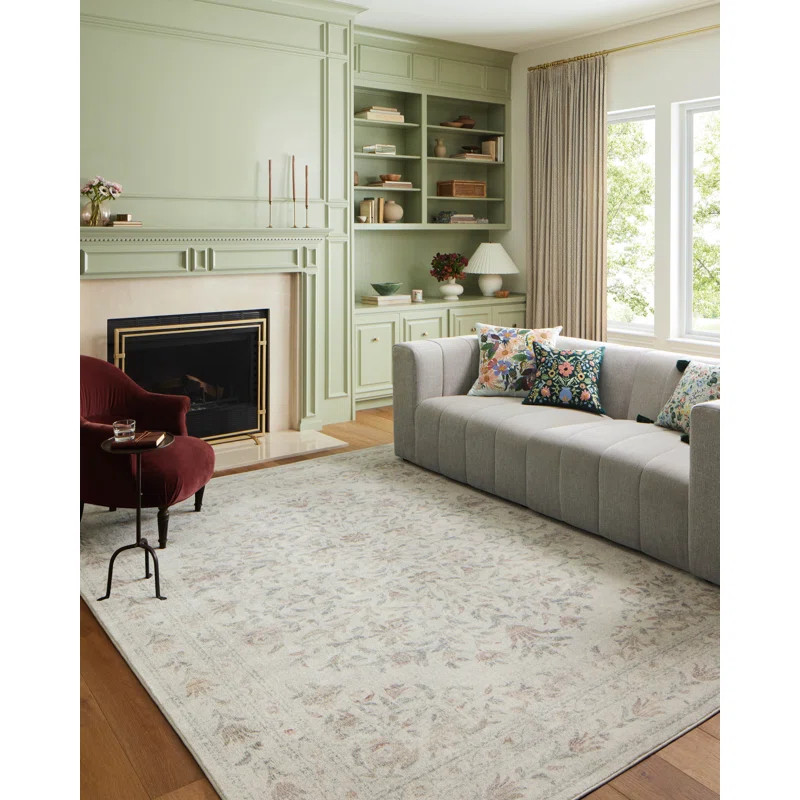 Rifle Paper Co. x Loloi Courtyard Yellow / Multi Area Rug feat. CloudPile | Wayfair North America