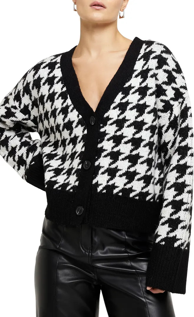 Houndstooth Crop V-Neck Cardigan | Nordstrom