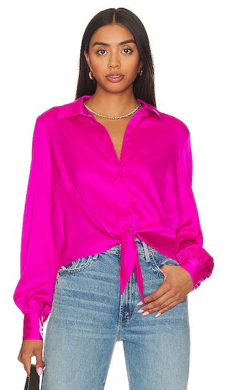 Emory Tie Front Blouse in Hot Pink | Revolve Clothing (Global)