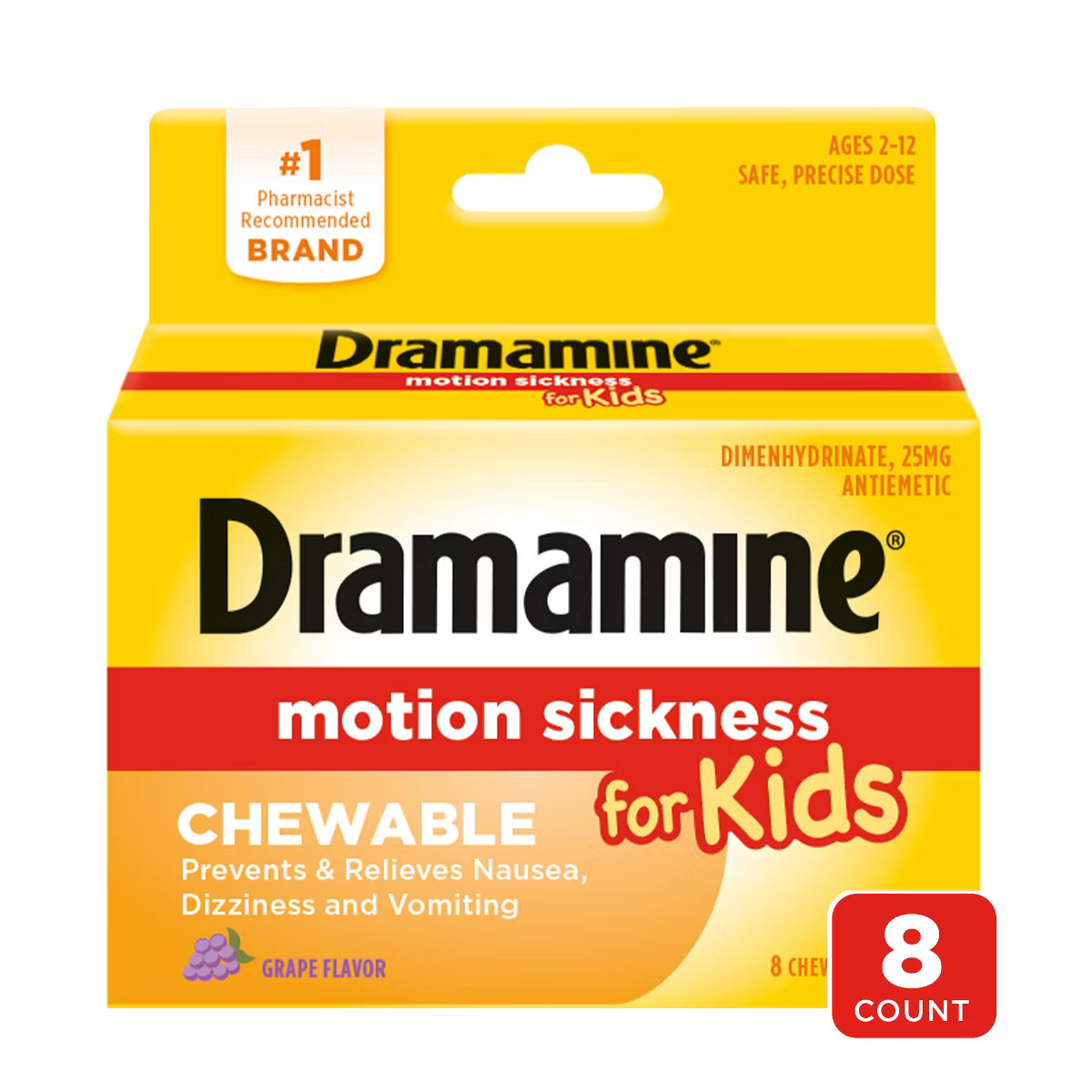 Dramamine Kids Chewable Motion Sickness Relief Tablets for Nausea, Dizziness & Vomiting - Grape -... | Target