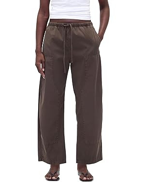 Barrel Pants Womens Double Knee Drawstring Waist Baggy Wide Leg Trousers Cotton Wash Casual Hikin... | Amazon (US)