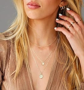 Ldurian Dainty Circle Karma Choker Necklace 14K Real Gold Plated Delicate Circle Necklace for Wom... | Amazon (US)