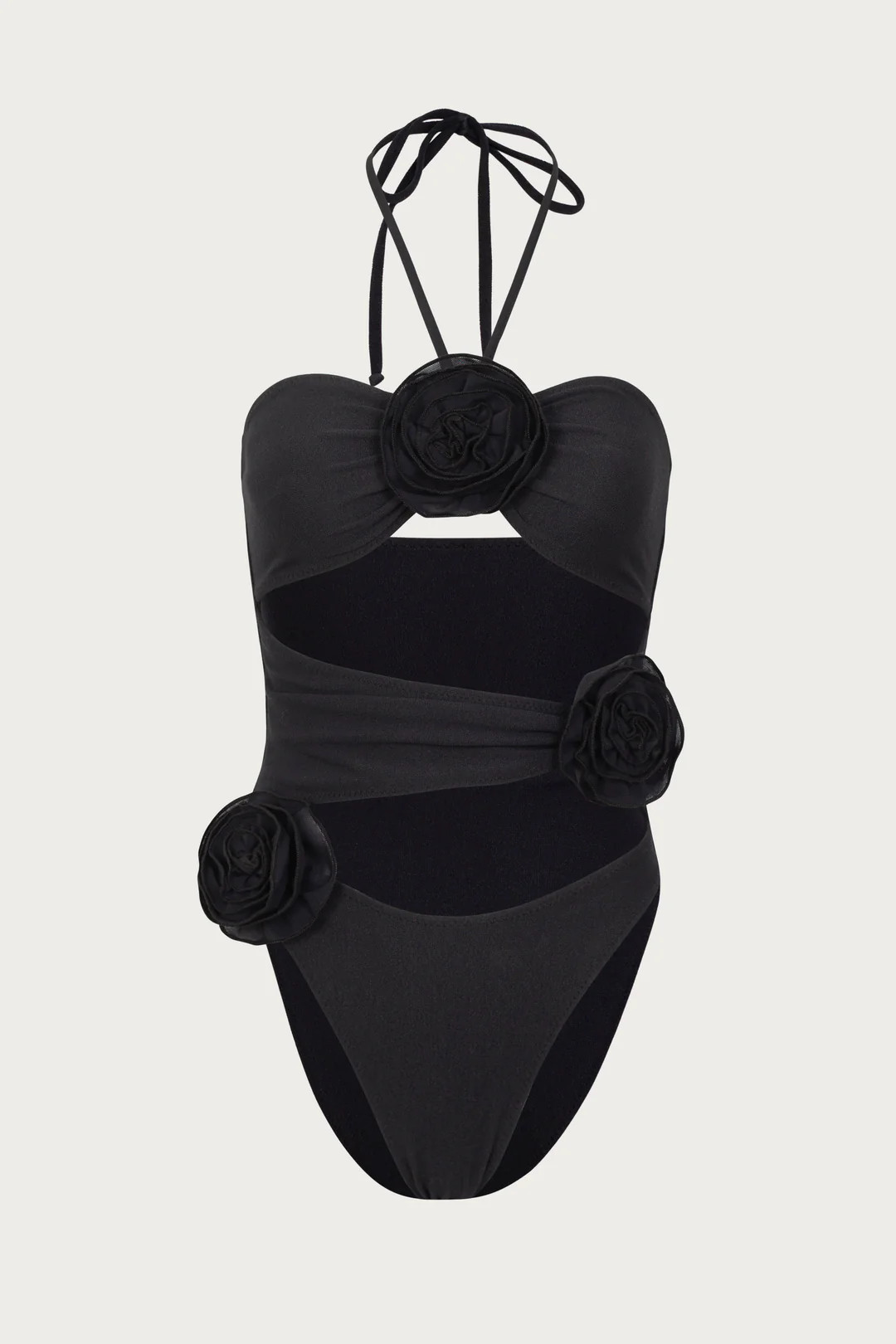 Rose Cut Out One Piece (Faux Suede Black/Black) | SAME