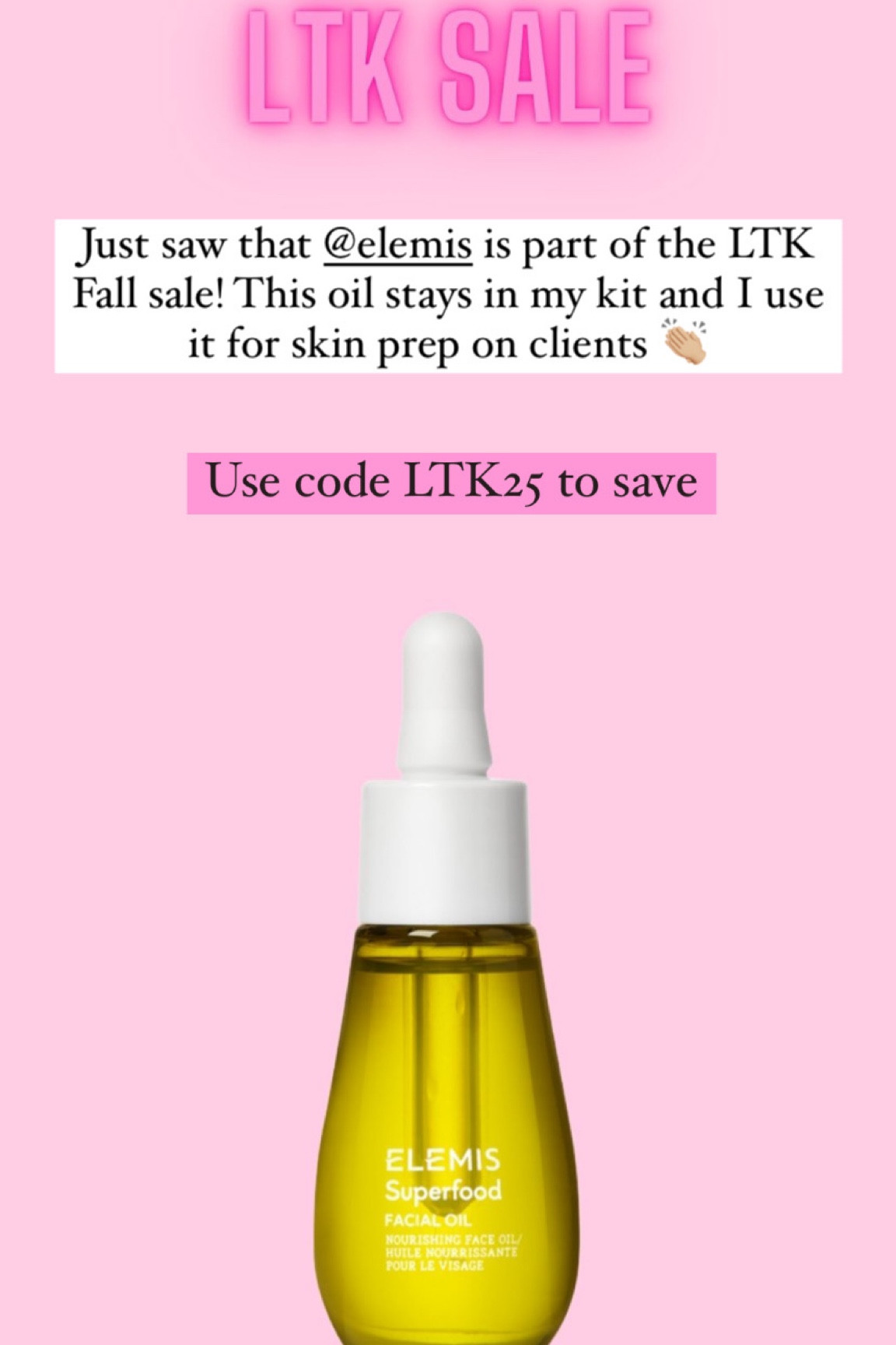 This is key to all the skin prep I do on clients! 

Elemis // LTK fall sale // facial oil 

#LTKSale #LTKbeauty #LTKsalealert