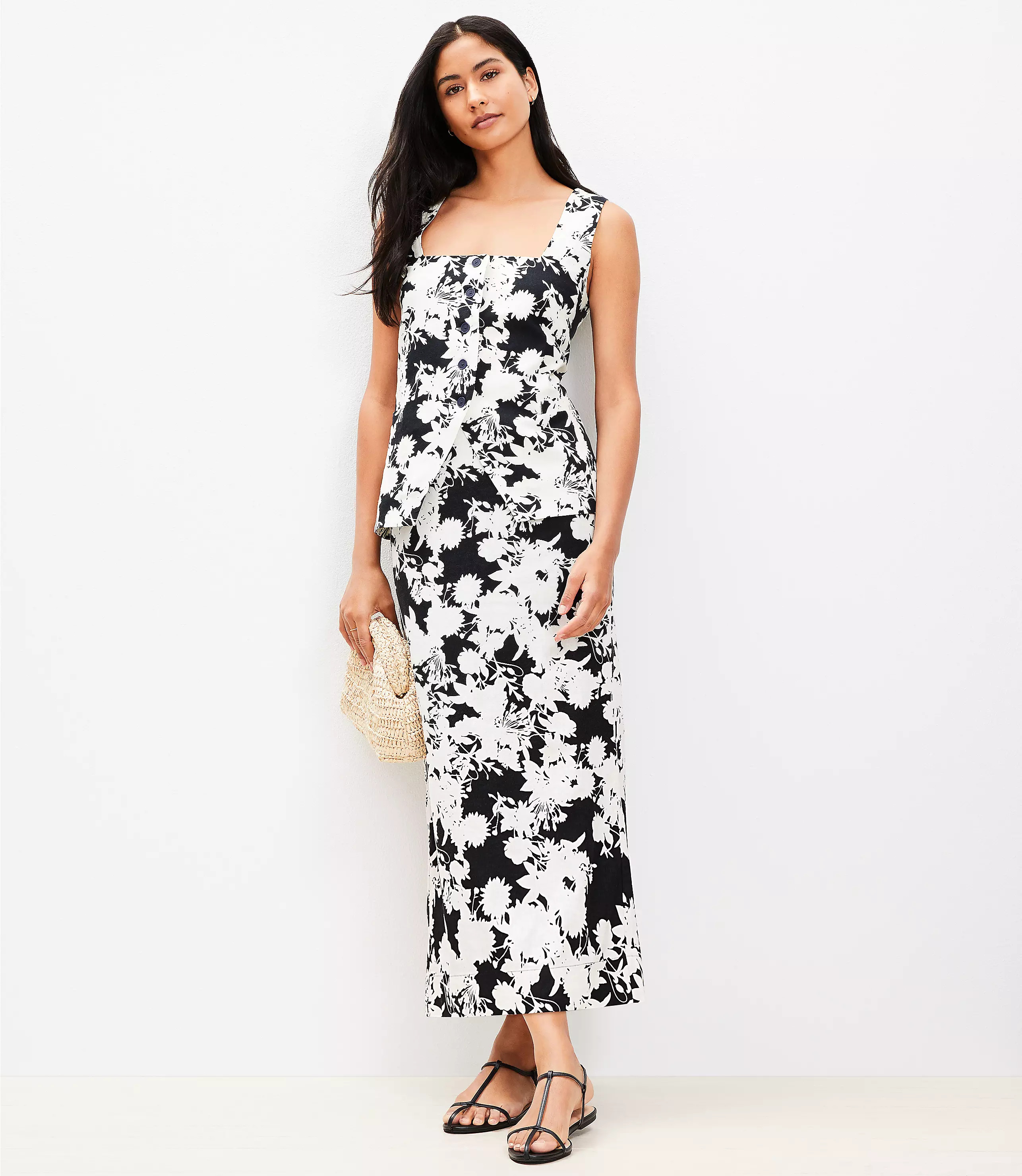 Garden Linen Blend Square Neck Vest Top | LOFT