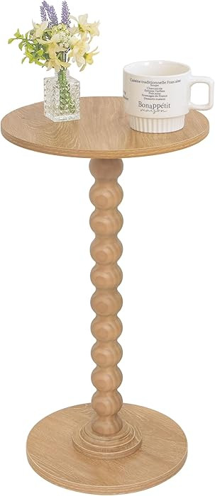 Small Side Table, Drink Table for Small Spaces, Modern Martini Table with Solid Wood Leg, Round E... | Amazon (US)